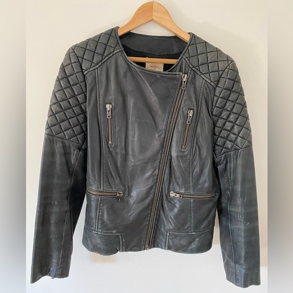 Gorman size 12 black 100% leather quilted biker jacket - Picture 3 of 5